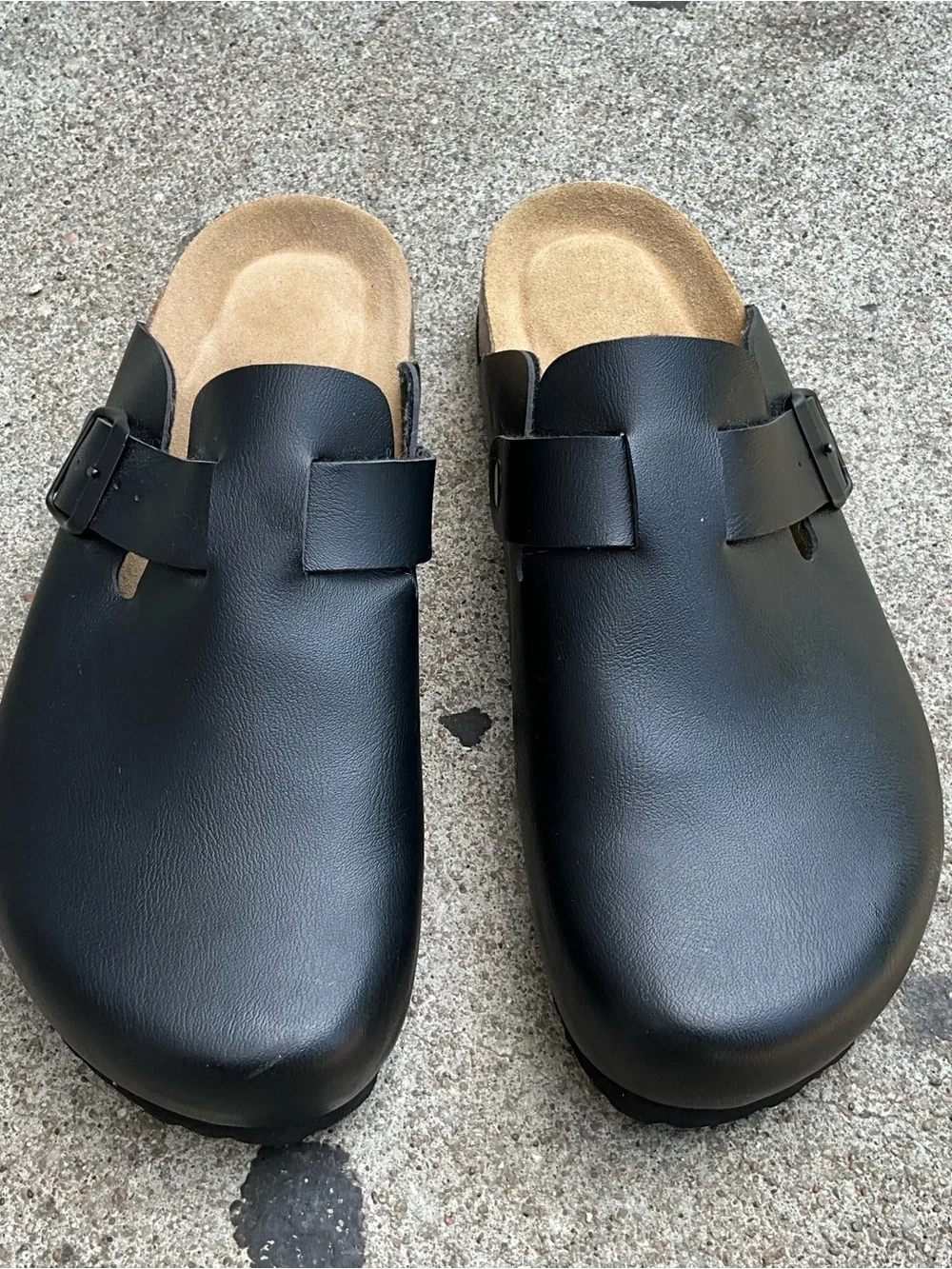 Men's Black Cushioned Slip-On Clog with Adjustable Buckle